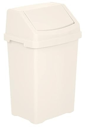JMS we create smile Plastic Swing Lid Bins Recycle Waste Dust Bin 8/25 /50 L for Home Kitchen, Office (Soft Cream, 50 Litre)