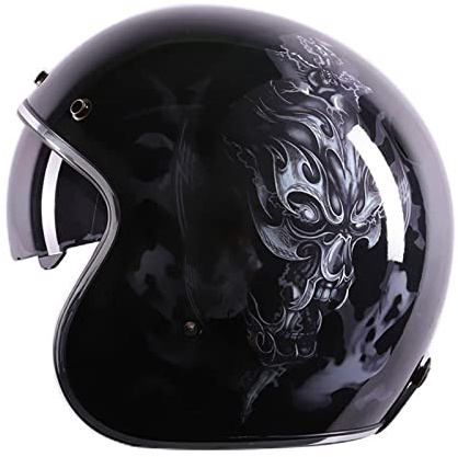Casque Moto Jet Vintage 3/4 Casque Moto Face Ouverte,Dot/ECE Homologué Retro Casque Demi-Jet avec des Lunettes de Protection,pour Homme et Femme G,L=57-58cm