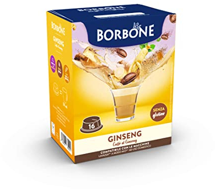 Caffè Borbone Ginseng, Café au Ginseng - 96 capsules 6 paquets de 16 - Compatibles avec les Machines à café à usage domestique Lavazza®* A Modo Mio®*