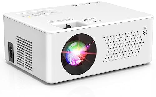 PURSHE Mini-Projektor, Full HD 1080P unterstützt, tragbarer Outdoor-Filmprojektor für iOS, Android, Windows, kompatibel mit TV-Stick/HDMI/Smartphone/PS4/USB [Fernbedienung im Lieferumfang enthalten]