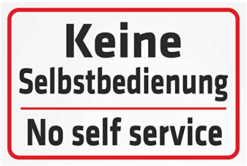 INDIGOS UG - Aufkleber Keine Selbstbedienung - No self service - 300x200 mm - Hinweisschild Warnschild Sicherheitsschild - Sticker - für Innen und Außen