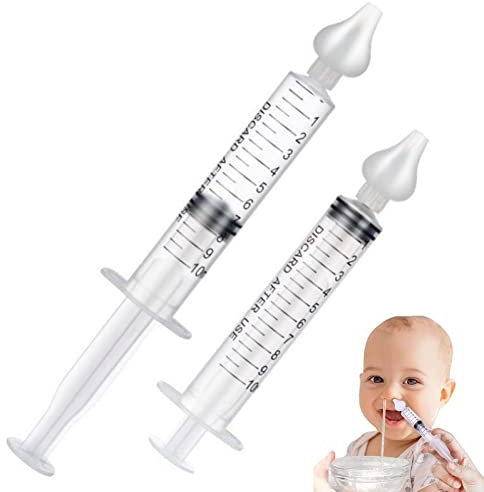 Wudaizhi 2pcs Aspirateur Nasal Bébé, Irrigateur Nasal De Seringue 10 ML, Astuce Nasale en Silicone Réutilisable, Seringue D'irrigateur Nasal pour Bébé, Rinçage De Nettoyage De Nez, Sûr Et Confortable