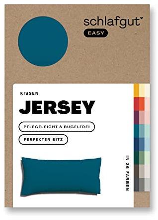 Schlafgut Easy Jersey Kissenbezug 40x80 cm Petrol Deep mit 100% Baumwolle, superweicher & atmungsaktiver Kopfkissenbezug