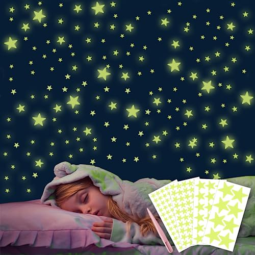428 Stück Leuchtsterne Kinderzimmer, Leuchtsterne Selbstklebend Im Dunkeln Sterne Aufkleber, Glow In The Dark Leuchtsticker Wandsticker Mit Pinzette für Decke Wandtattoo Sternenhimmel Kinderzimmer