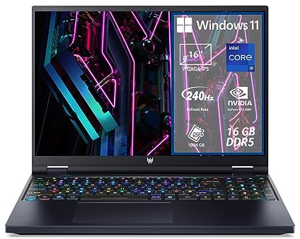 Acer Predator Helios 16 PH16 – 71 – 93JL Notebook Gaming, Prozessor Intel Core i9 – 13900HX, RAM 16 GB DDR5, 1024 GB SSD, Display 16 Zoll WQXGA IPS 240 Hz, Nvidia GeForce RTX 4080 12 GB GDDR6, Windows
