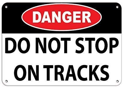 Panneau d'avertissement « Danger Do Not Stop On Tracks » - Panneau de signalisation routière - 15,2 x 20,3 cm - En aluminium