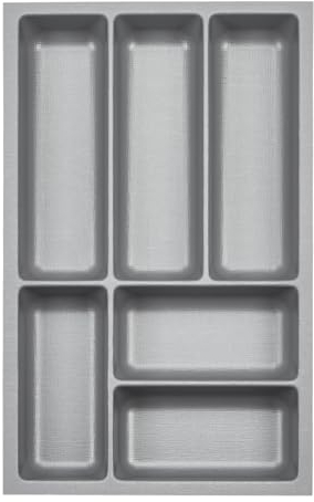 ORGA-BOX 3 Range-couverts Profondeur : 473 x Largeur : 291 mm gris argenté avec structure Canvas pour tiroirs de 40, par ex. dans les cuisines Nobilia/Noblessa à partir de 08.2012.