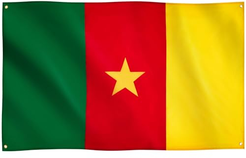 Runesol Bandera de Camerún, 91x152cm, 3ft x 5ft, 4 Ojales, Ojal en Cada Esquina, Tricolor, Bandera Camerunesa, Banderas Premium, Interior, Exterior, Colores Vivos