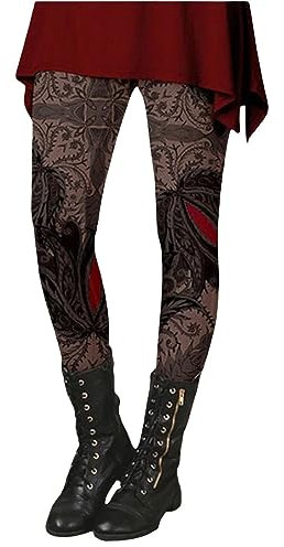 HOOUDO Karneval Kostüm Damen 3/4 Leggings Mädchen Leggings Comic Print Schwarze Leggings Mädchen Leggings Damen Senfgelb Deals of The Day Same Day Delivery Items