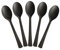 MAQA 100 piezas Cucharas para picar H 10 cm, Cucharas pequeñas de postre negras, Cucharas reutilizables para helado orgánico