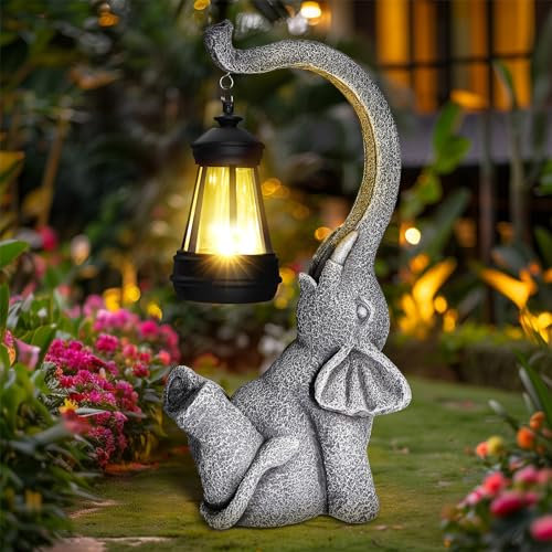 Linkax Geschenke für Frauen Mama Oma, Solar Gartenfiguren Elefant Gartendeko für Draußen, Solarlampen für außen, Geburtstagsgeschenk für Frauen Mama Freundin, Home Terrasse Balkon Wohnzimmer Deko