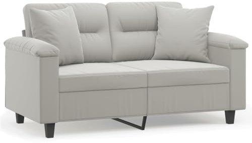 Willood 2-Sitzer-Sofa mit Kissen Liegesofa für Wohnzimmer, Polstersofa Sessel Relaxsofa Loungesofa Relaxcouch Hellgrau 120 cm Mikrofasergewebe