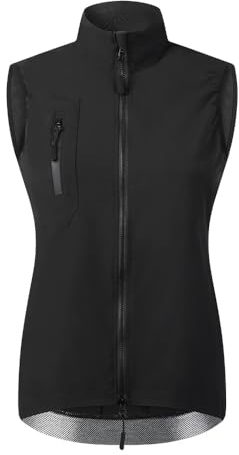 SMTSEC Fahrradweste Damen Reflektierend Winddicht Windstopper Laufweste Wasserdicht Atmungsaktiv MTB Warnweste Fahrrad Ärmellose Weste Jacke Radweste Leicht Softshellweste Sportweste,Black-XL
