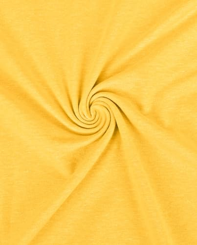 Baumwoll Jersey Stoff Meterware Elastisch Rana Melange Meliert Uni 150 cm WB Farbe Gelb Meliert