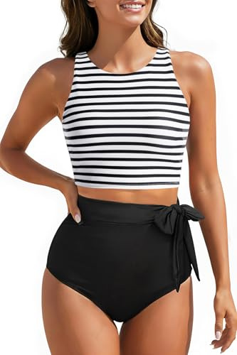 Women High Waisted Bikini Set Racerback Swimsuit Two Piece Bathing Suit