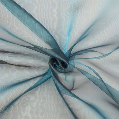 Organza Stoff Two Tone, Dekostoff zum Nähen, Meterware, petrol/schwarz (Länge am Stück: ab 100cm / Breite: 145cm)