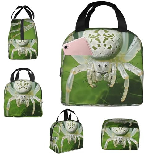 Isolierte Lunchtasche, Lunchbox für Männer und Frauen, weiße Spinnen-Details, Lunch-Tasche für Picknick, Arbeiten