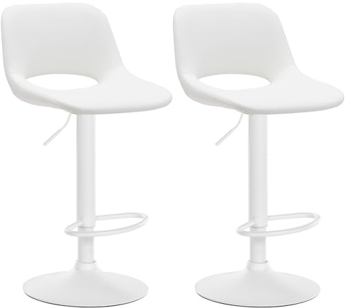 CLP 2er Set Barhocker Camden I Kunstleder-Bezug Farbe weiß Material Gestell Metall matt Weiss