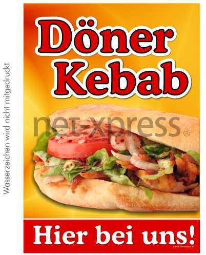 Döner Kebab Poster, Werbeplakat Plakat Werbeplakate Motiv Vorlage Druck, Ausführung:Stockfahne beidseitig DIN A2