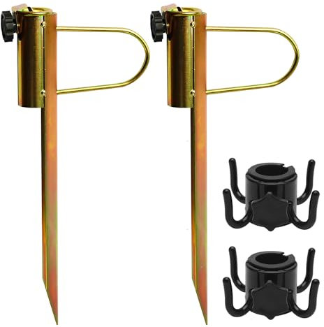 HENGBIRD Rasendorn Sonnenschirmhalter, 2 Stück Metall Sonnenschirmständer, Sonnenschirm Halterung Erdspieß, Rasendorn für Sonnenschirme für Sonnenschirme mit einem Durchmesser von 20-35 mm