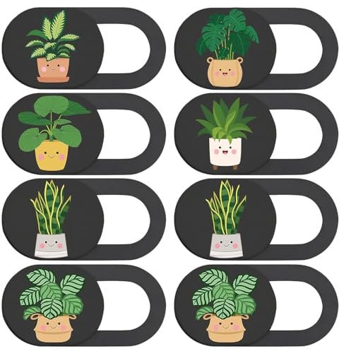 Hocklliy 8 PCS Laptop Camera Cover Slider, Cute Webcam Cover, Phone & Computer Camera Cover Slide, Ipad Camera Cover Protect Privacy Security (Plants)