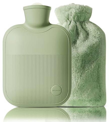 Hot Water Bottle with Cover, Leak-Proof Hot Water Bottle for Hot and Cold Compress, Hand and Foot Warmer, Ideal for Menstrual Cramps, Neck and Shoulder Pain Relief, Warm for