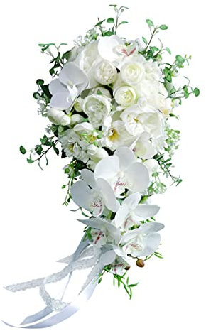 Zkydhbd Hochzeit Cascading Brautstrauß Künstlich Für Schmetterling Orchidee Wassertropfen Stil Wasserfälle Brautjungfer Hält D