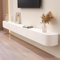 LLZJDDPLY TV Lowboard Hängend Hängeschrank Hochglanz weiß, TV Board Hängend TV Lowboard Hängeschrank Hängeboard Wohnwand Wohnwand Wohnzimmer(White,140cm/55in)