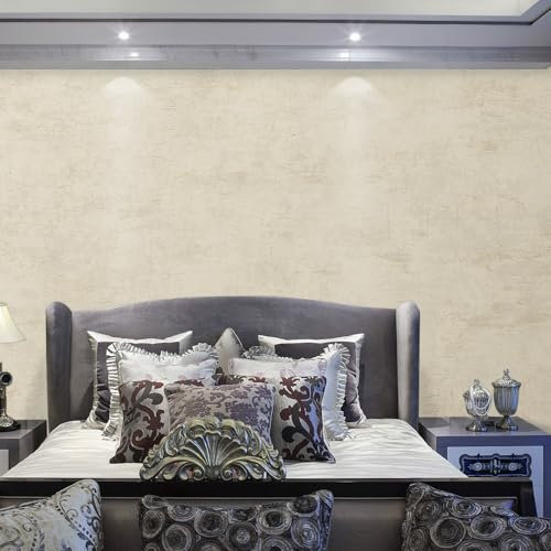 Trafagala Industrial Textured Concrete Effect Wallpaper with Cracks Cement Yellow Shabby Chic Ceiling Paper Removable Non-Woven Natural Stone Wallpaper for Bedroom Living Room Hallway Ceiling Paper