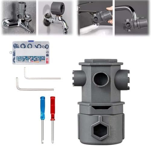 Kemperer 16 in 1 Wrench Tool Set for Faucet, Waschbecken Installer Werkzeug, Spülenschlüssel, Armaturenschlüssel, 16 in 1 Wasserhahn Schlüssel Multifunktionaler Standhahnmutterschlüssel (1 Stück)