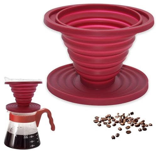 Faltbarer Kaffee Tropfer,Kaffeefilter Camping Silikon Kaffee Tropfer Tragbarer Wiederverwendbarer Kaffeefilter für Zuhause,Camping,Reisen