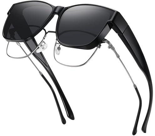 Charfia Überzieh Sonnenbrille Herren und Damen,Überziehbrille für Brillenträger,Polarisiert Sonnenbrille Über Normale Brille für Brillenträger UV400 Schutz