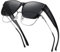 Charfia Überzieh Sonnenbrille Herren und Damen,Überziehbrille für Brillenträger,Polarisiert Sonnenbrille Über Normale Brille für Brillenträger UV400 Schutz