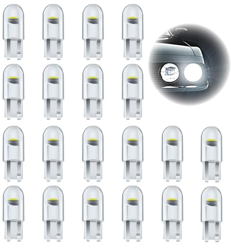 20 Pack T10 501 LED Bulbs W5W LED Side Light Bulb, 6000K Super Bright White | Car 194 168 2825 Number Plate Wedge Lights Replacement, 12v 0.5w, for Interior, Dome, Map, Door, Courtesy, License