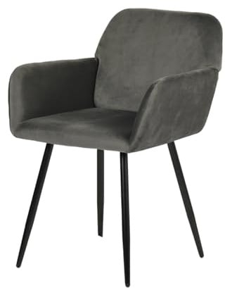 EGGREE Esszimmerstühle 1er Set Samt Stühle mit Armlehnen Gepolsterte Küchenstühle Moderner Design, Hochwertige Stühle für Esszimmer Wohnzimmer mit Stabilen Metallbeinen Tragkraft 150 kg, Dunkelgrau