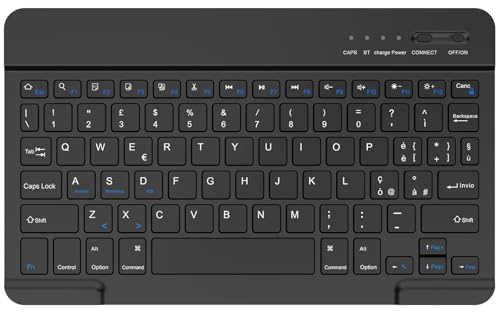 BQSS Tastiera Wireless, Layout Qwerty Italiano, Bluetooth | Tastiera Bluetooth Ricaricabile Compatibile Con Dispositivi Samsung, Ios, Android E Windows, Funziona Anche Con Smartphone