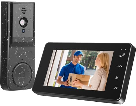Nastopee Campanello senza fili da Esterno 1080P, IPS di 4.3 Videocitofono, Citofono senza fili da Esterno, Audio Bidirezionale, Impermeabile IP65, Visione a 80° & Visione Notturna, Nessun WiFi