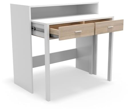 DORMIDAN- Consola Extraible, Mesa Escritorio Extensible, Mesa Estudio, con cajones y balda