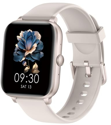 UMAwangfit Smartwatch Herren Damen, 1.85 HD Intelligente Uhr mit Bluetooth-Anruf, 130+ Sportmodi mit Herzfrequenz/Schlafmonitor/Schrittzähler, IP68 Fitness Tracker für Android iOS Starlight