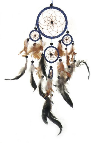 Traumfänger - Dreamcatcher Ø 9 cm & 4 x klein, Farbe:blau
