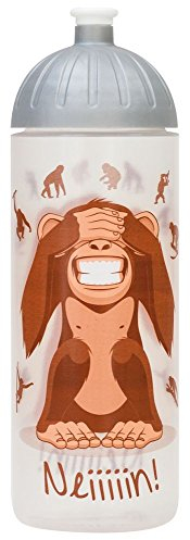 Original ISYbe Marken-Trink-Flasche für Kinder und Erwachsene, 700 ml, BPA-frei, Affe-Motiv, geeignet für Schule-Reisen-Sport & Outdoor, Auslaufsicher auch mit Kohlensäure, Spülmaschine-fest