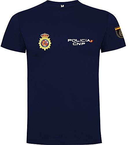 Piel Cabrera Camiseta de policia Nacional (S, Azul Marino)