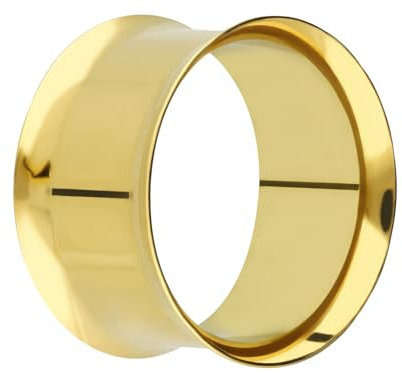 Treuheld® | 18mm Ohr Flesh Tunnel | Chirurgenstahl 316L in Gold | Dünn | Double Flared Ohrtunnel | Dünner Rand | hautfreundlich & antiallergen