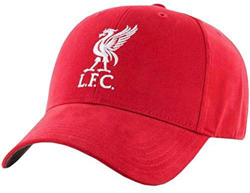 Liverpool LFC Fußball-Baseballmütze, einfarbig, rot, 3D-Vogelabzeichen mit Klettverschluss, offizielles Produkt, Erwachsene, Rot