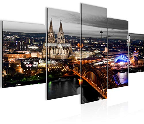 Runa Art - Bilder Köln 200 x 100 cm 5 Teilig XXL Wanddekoration Design Grau 601551c