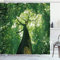 ABAKUHAUS Natur Duschvorhang, Blätter Baum-Zweig, Stoffliches Gewebe Badezimmerdekorationsset mit Haken, 175 x 240 cm, Grün Hellgrün Braun