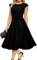 DRESSTELLS Cocktailkleid Damen Schwarz Elegant 1950er Knielang Rockabilly Hochzeitkleid Vintage Swing Festlich Midilang Abendkleid Kurz Sommer Kleid Black 2XL