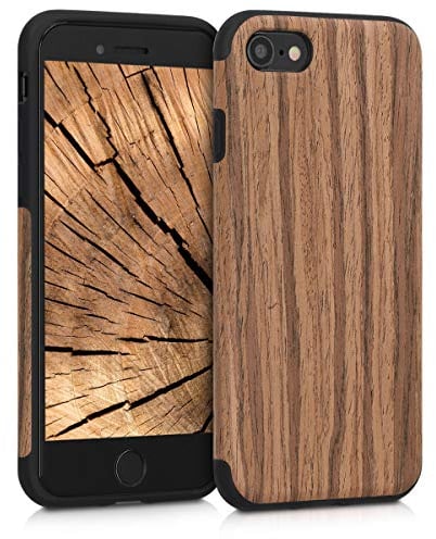 kwmobile Funda Compatible con Apple iPhone SE (2022/2020) / 8/7 - Carcasa Protectora Trasera para teléfono móvil Inteligente de Madera - Natural marrón