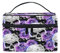 Skull Makeup Bag Purple Rose Sugar Skull Carrying Portable Zip Travel Cosmetic Brush Bag Large Travel Organizer Artist for Girls Women