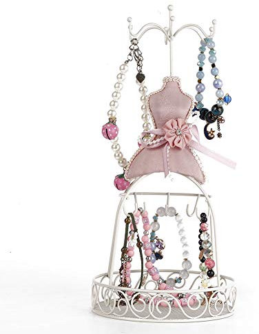 Espositore gioielli con manichino e stand rotante per collane, bracciali e orecchini, Display organizer elegante
